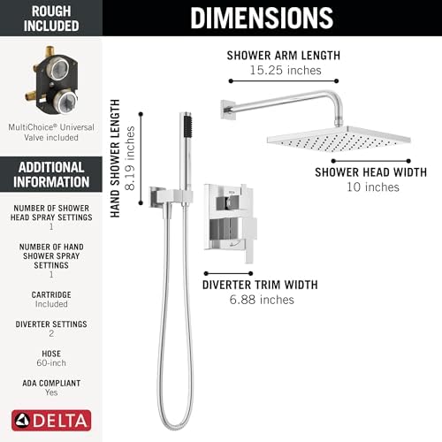 Delta 342701 Modern Shower Faucet, Chrome - Image 3