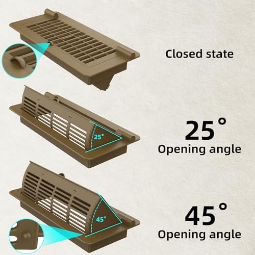Floor Vent Cover 2 Pack, Heat Air Vent Deflectors for Home Floor 4 '' x 10 '', Adjustable Pop Up Floor Vent Register Use for Home, Office, Brown - Image 6