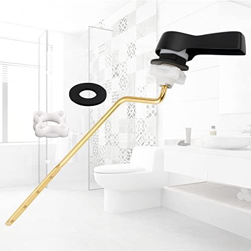 Hibbent Universal Metal Side Mount Toilet Handle Replacement Kit, Brass Toilet Flush Tank Lever with Stainless Steel Flapper Chains for Most Toilets, Matte Black Finish - Image 7
