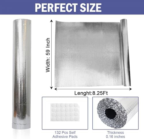 YoleShy Double Reflective Insulation 59 in X 8.2 FT RV Window Insulation for Summer Heat Reflective Window Film for Roof, Car, Garage Doors - Image 6