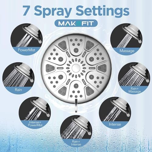 Filtered Shower Head with Upgraded Activated Carbon Filter - High Pressure Shower Head with Hard Water Softener - 7 Settings Bathroom Rain Showerhead to Remove Chlorine and Heavy Metals - Image 6