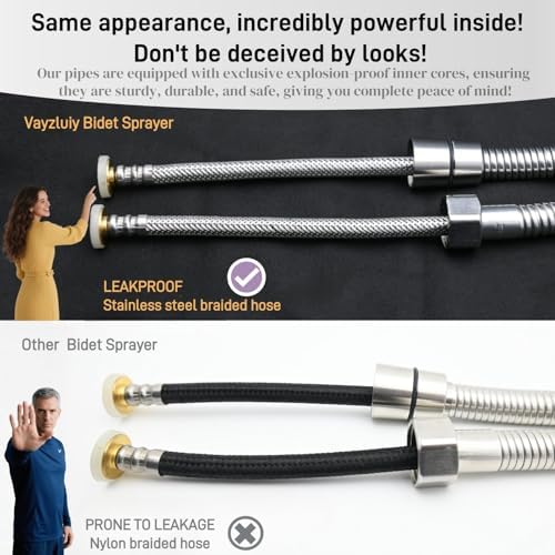 Handheld Toilet Bidet Sprayer for Toilet-Adjustable Water Pressure Control with Bidet Hose for Feminine Wash, Stainless Steel Brushed Nickel Cloth Diaper for Baby Wash (Stainless Steel, 1) - Image 4