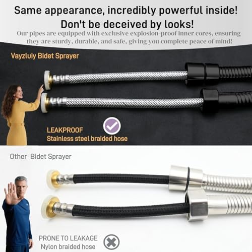 Handheld Toilet Bidet Sprayer for Toilet-Adjustable Water Pressure Control with Bidet Hose for Feminine Wash, Stainless Steel Brushed Nickel Cloth Diaper for Baby Wash (Matte Black, 1) - Image 4