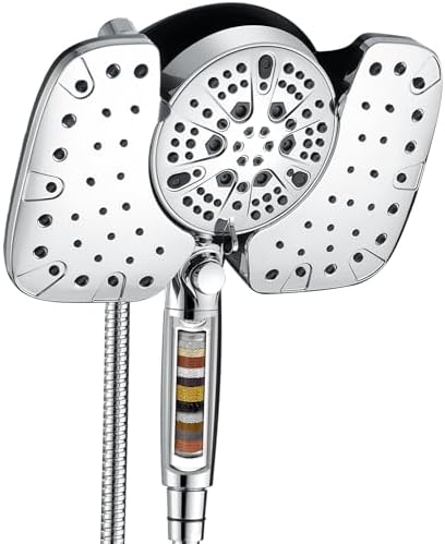 2-in-1 Shower Heads with Handheld 2.5GPM: 10” Rain Shower Head & Hand Held Shower Head, 10 Spray Settings Detachable Shower Head with ON/OFF Switch and 15-Stage Filter - Image 2