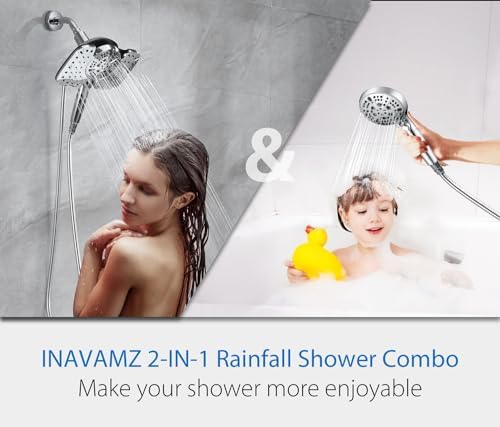 2-in-1 Shower Heads with Handheld 2.5GPM: 10” Rain Shower Head & Hand Held Shower Head, 10 Spray Settings Detachable Shower Head with ON/OFF Switch and 15-Stage Filter - Image 6