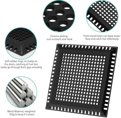 Drain Hair Catcher/Drain Strainer/Square Shower Drain Cover for Bathroom Floor Drain, Stainless Steel and Silicone Hair Stopper (Patented Product) - Image 5