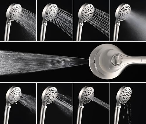 Nickel 2.5GPM Shower Head with Handheld High Pressure: 10” Rainfall Shower Head & HandHeld Shower Head, 10 Spray Settings Detachable Shower Head with ON/OFF Switch and 15-Stage Filter - Image 4