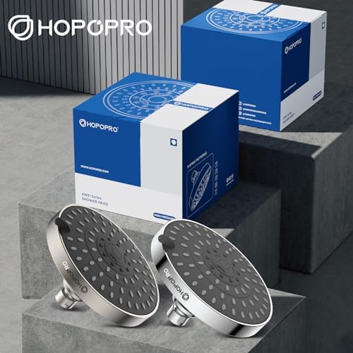 HOPOPRO 5-Mode High Pressure Shower Head - The Washington Post, NBC News, Today TV Show Recommended - High Flow Fixed Showerheads (6 Inch Brushed Nickel) - Image 5