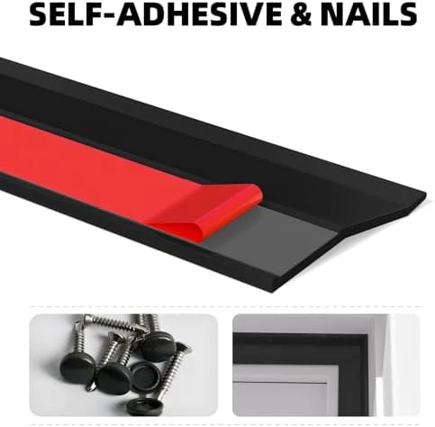 Garage Door Seal Top and Sides,40 FT Universal TPE Weather Stripping Garage Door Trim Seal Weatherproofing Garage Door Seals with Nails and Lids in Black - Image 2