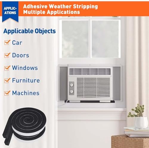 MAGZO Weather Stripping Door Seal 1 Inch W X 1 Inch T X 26 Ft Total Length, Strong Adhesion and High Resilience Air Conditioner Foam Insulation (6.5ft x 4 Rolls) - Image 6