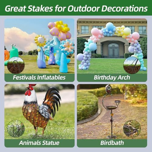 12 Inch Rebar Stakes J Hook Ground Stakes 32-Pack Heavy Duty Galvanized Chain Link Fence Stakes Metal Tent Stakes for Outdoor Lawn Decorations Inflatables Canopy Swing Set - Image 7