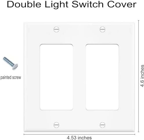 Decorator Wall Plates 2-Gang Switch Outlet Electrical Cover Plate Unbreakable Thermoplastic Faceplate for Light Receptacle Outlet Switch, White (10 Pack) - Image 3