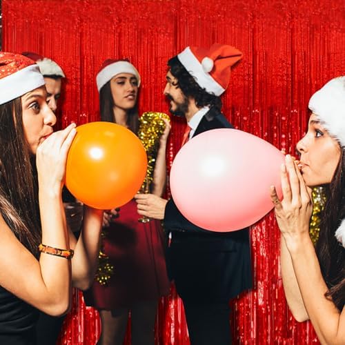 20 Pack Foil Curtain Backdrop Red Metallic Tinsel Foil Fringe Curtains Photo Booth Props for Birthday Wedding Engagement Baby Shower Bachelorette Christmas Holiday Celebration Party Decorations - Image 3