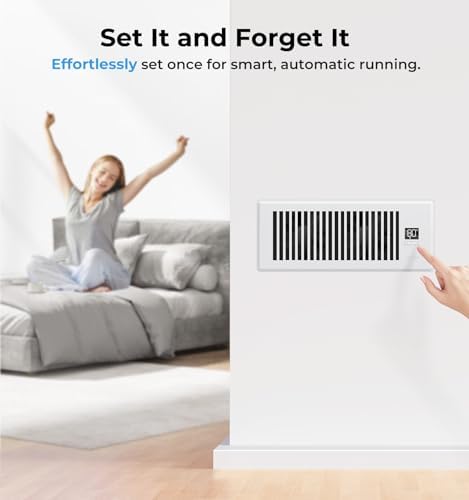 Quiet Register Booster Fan Fits 4" x 12" (DUCT OPENING CUTOUT), 10-Speed Smart Heating Cooling AC Vent Booster Fan w/Remote Control & Thermostat Control (White) - Corded - Image 5