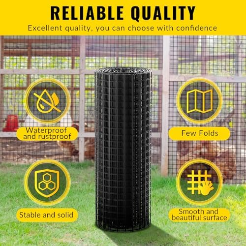 Hardware Cloth 1/2 inch 48 x 100 ft Heavy Duty Black Chicken Wire Fencing 19 Gauge Vinyl Coated Welded Wire Mesh Roll PVC Hardware Cloth Chicken Wire Fencing Garden Fence Tree Guard - Image 3