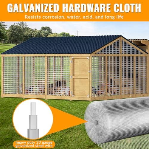 Hardware Cloth 1/4 inch 48 x 100 ft Galvanized Chicken Wire Fencing 23 Gauge Heavy Duty Hot Dip Galvanized Wire Fence Roll for Chicken Poultry Coop, Animal, Fencing,Garden Protection - Image 4