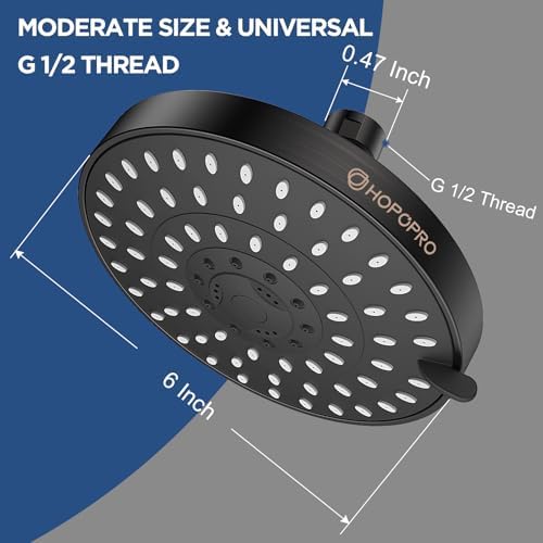 HOPOPRO 5-Mode High Pressure Shower Head - The Washington Post, NBC News, Today TV Show Recommended - High Flow Fixed Showerheads (6 Inch Oil Rubbed Bronze) - Image 2