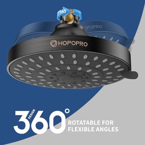 HOPOPRO 5-Mode High Pressure Shower Head - The Washington Post, NBC News, Today TV Show Recommended - High Flow Fixed Showerheads (6 Inch Oil Rubbed Bronze) - Image 3