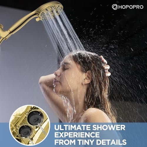 6-Mode High Pressure Handheld Shower Head Set, Consumer Reports Recommended HOPOPRO High Flow Hand Held Showerhead with 59 Inch Hose Bracket Teflon Tape Rubber Washers - Image 4