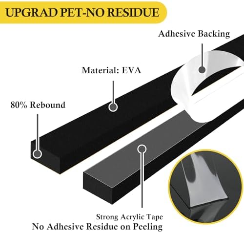 fowong Air Conditioner Window Seal 1 Inch X 1 Inch, Thick AC Weather Stripping High Resilience Foam Sealing Tape Adhesive AC Window Seal Kit 6.5ft Long (6.5ft x 4 Rolls, Black) - Image 4