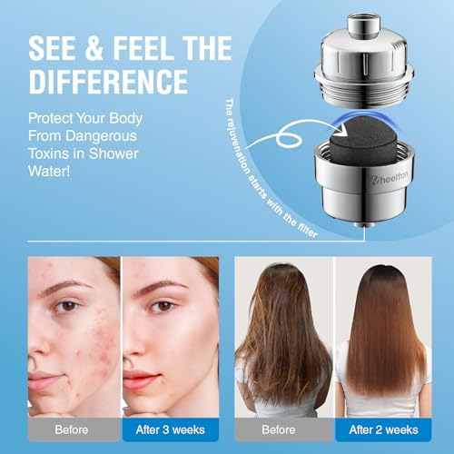 Wheelton Shower Filter - Upgraded Compressed Carbon Shower Head Filter for Hard Water, Remove Chlorine Fluoride, Heavy Metals, Chemicals to Revitalize Dry Itchy Skin Vitamin C Shower Water Filter - Image 5