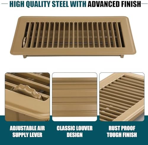 VOISEN Floor Register 4x10, 2 Pack Brown Floor Vent Covers,Heavy Duty Steel Walkable Floor Vents,Vent Covers for Home Floor - Image 4