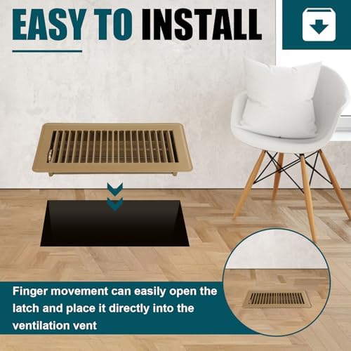 VOISEN Floor Register 4x10, 2 Pack Brown Floor Vent Covers,Heavy Duty Steel Walkable Floor Vents,Vent Covers for Home Floor - Image 6