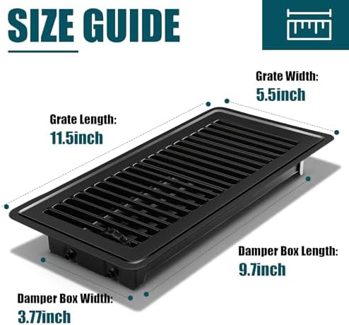 VOISEN Floor Register 4x10, 4 Pack Black Floor Register Vents,Heavy Duty Steel Walkable Floor Vents,Vent Covers for Home Floor - Image 2
