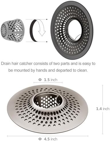 LEKEYE Shower Drain Hair Catcher/Bathroom Drain Cover/Bathtub Drain Strainer/Shower Stall Drain Protector(Brushed Nickel) - Image 3