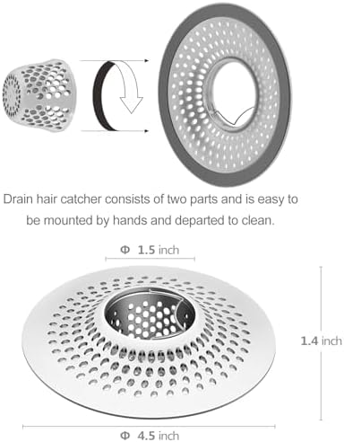 LEKEYE Shower Drain Hair Catcher/Bathroom Drain Cover/Bathtub Drain Strainer/Shower Stall Drain Protector(Pearl Chrome) - Image 3