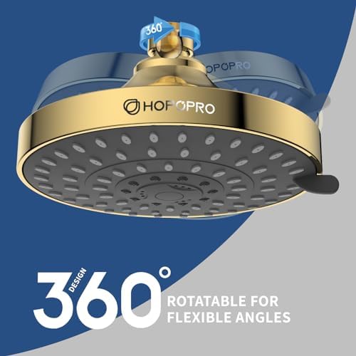 HOPOPRO 5-Mode High Pressure Shower Head - The Washington Post, NBC News, Today TV Show Recommended - High Flow Fixed Showerheads (6 Inch Gold) - Image 4
