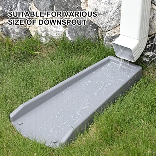 Rain Gutter Downspout Splash Block, Gutter Downspout Extensions for Water Drainage, 24" Gutter Splash Guards Downspout Extender, Fixable Down spout Drain Trays with PE Nails(1 Pack, Gray) - Image 6