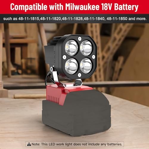 2 Packs LED Work Light Compatible with Milwaukee 18V Battery, 40W 6000LM Flashlight,18V Battery Cordless Work Light 120°Adjustable with Low Voltage Protection for Outdoors Job Site Lighting - Image 6