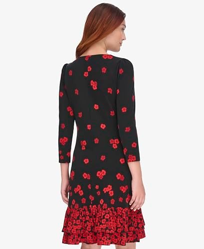 Tommy Hilfiger Women's 3/4 Sleeve High Neck Ruffle Trim Jersey Mini Dress - Image 4