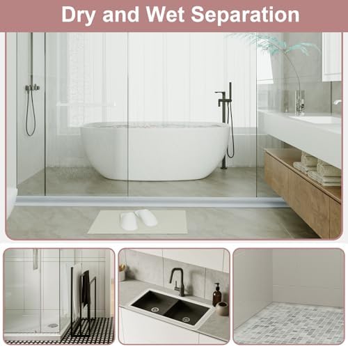 Shower Threshold Water Dam Guard - Self-Adhesive Silicone Waterproof Barrier, Leak-Proof, Flexible, Easy Installation, Customizable Length for Showers, Bathtubs, Sinks, and Countertops by Hzetuu - Image 6