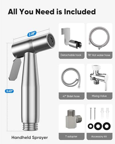 Arofa Hot and Cold Handheld Bidet Sprayer for Toilet, Warm Water Bidet with Adjustable Pressure, Non-Electric Temperature Control for Feminine Wash - Image 6
