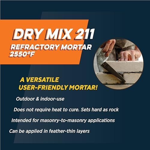 Rutland Dry Mix Refractory Mortar, Masonry & Fire Brick Cement, No Heat Cure Required, Dark Gray, 2550F, 2.5 lb Tub - Image 3