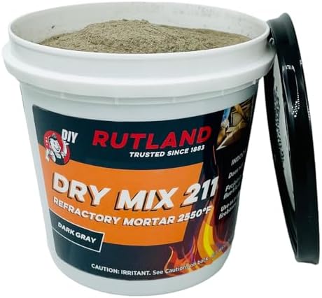 Rutland Dry Mix Refractory Mortar, Masonry & Fire Brick Cement, No Heat Cure Required, Dark Gray, 2550F, 2.5 lb Tub - Image 7