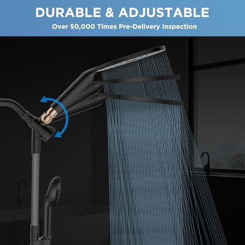 Dual Filtered Rain Shower Head Combo, High Pressure Handheld Shower Head with Adjustable Bar - Rainfall Shower Head And Showerhead with Filter for Hard Water - Removes Chlorine - Image 2