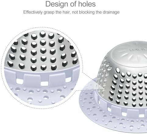 LEKEYE Shower Drain Hair Catcher/Bathtub Drain Cover/Drain Protector for Pop-Up & Regular Drains(Light Blue) - Image 4