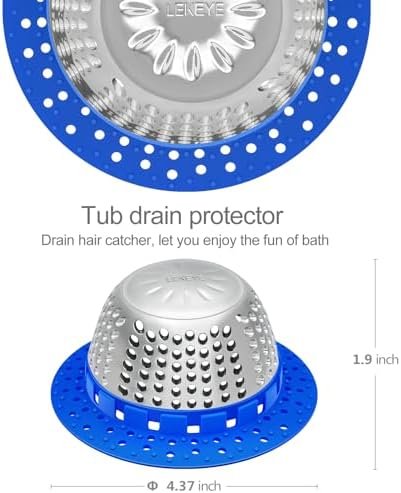 LEKEYE Shower Drain Hair Catcher/Shower Drain Cover/Drain Protector for Pop-Up & Regular Drains(Blue) - Image 3
