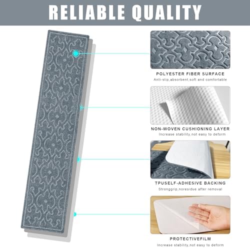 15Pcs Stair Treads for Wooden Steps Indoor with Self Adhesive, 8"x30" Non Slip Stair Runners-Peel & Stick Indoor Stair Carpet Runner, Resistant Indoor Runner for Kids、Elders and Pets, Light Gray - Image 7