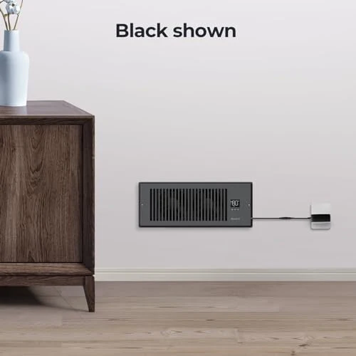 Quiet Register Booster Fan Fits 4" x 12" Register Holes, 10-Speed Smart Heating Cooling AC Vent Fan with Remote Control and Thermostat Control - Black - Image 7