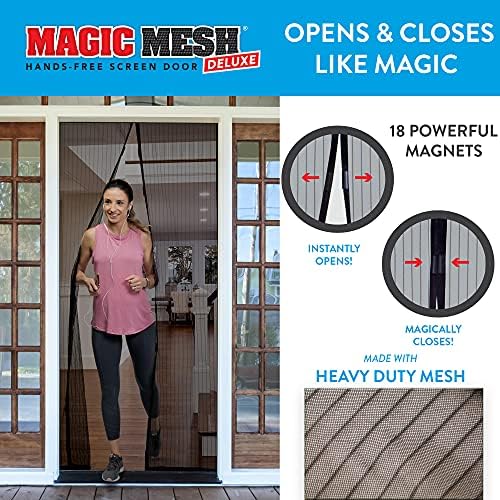 Magic Mesh Deluxe, Black | Magnetic Screen Door, Heavy Duty, Magnetic Closure, Door Net, Patio Screen, Sliding Door Screen, Bug Screen for Doorways, Kid & Pet Friendly | Size 39" x 83" (Pack of 2) - Image 2