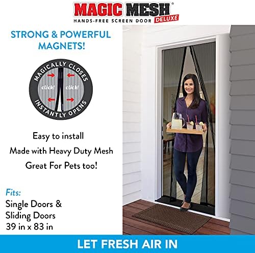 Magic Mesh Deluxe, Black | Magnetic Screen Door, Heavy Duty, Magnetic Closure, Door Net, Patio Screen, Sliding Door Screen, Bug Screen for Doorways, Kid & Pet Friendly | Size 39" x 83" (Pack of 2) - Image 4