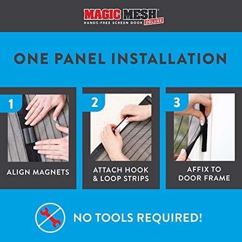 Magic Mesh Deluxe, Black | Magnetic Screen Door, Heavy Duty, Magnetic Closure, Door Net, Patio Screen, Sliding Door Screen, Bug Screen for Doorways, Kid & Pet Friendly | Size 39" x 83" (Pack of 2) - Image 6