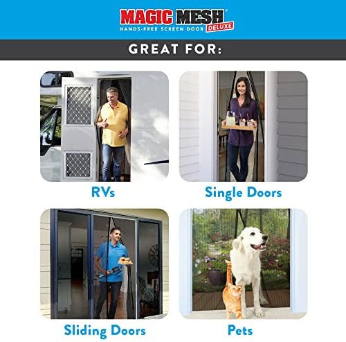 Magic Mesh Deluxe, Black | Magnetic Screen Door, Heavy Duty, Magnetic Closure, Door Net, Patio Screen, Sliding Door Screen, Bug Screen for Doorways, Kid & Pet Friendly | Size 39" x 83" (Pack of 2) - Image 7