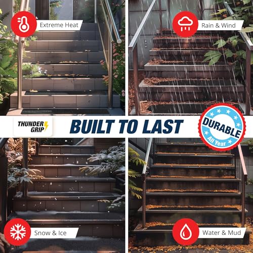 Outdoor Stair Treads Non Slip 30" x 6" - 15-Pack Weather Resistant Exterior Grip Tape for Wooden Steps - Non Slip Stair Treads - Anti Skid Strips - Waterproof 80-Grit Adhesive Treads by Thunder Grip - Image 6
