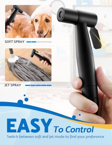 Black Handheld Bidet Sprayer for Toilet, Jet Sprayer for Toilet Muslim Shower, Adjustable Cloth Diaper Sprayer Bidets Attachment for Toilet, Bidet Hose for Feminine Wash,Matte Black - Image 4