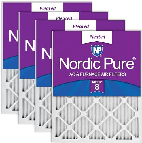 Nordic Pure 16x20x1 (15 1/2 x 19 1/2 x 3/4) Pleated MERV 8 Air Filters 4 Pack